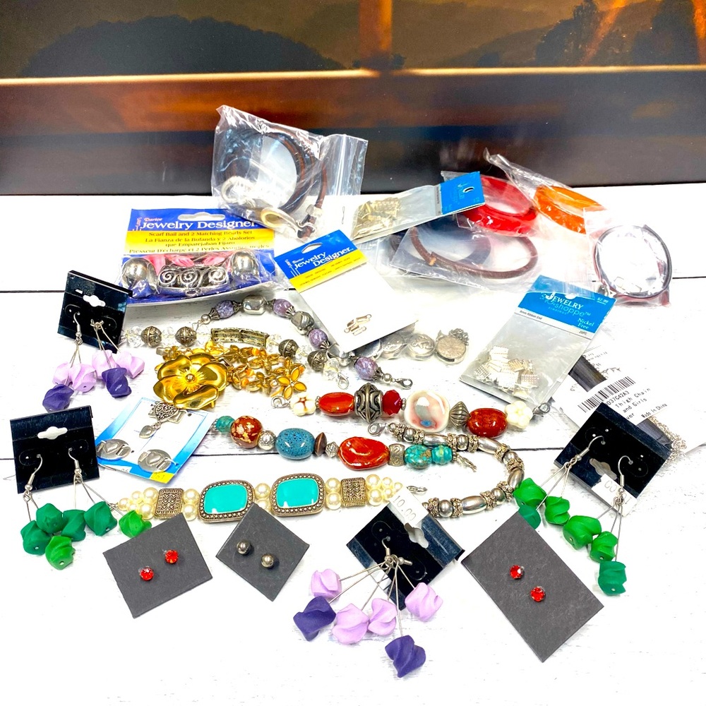 Lot 3 of Bulk VTG Assorted Jewelry Making Craft Supplies | Bracelets | Earrings